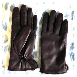 Leather cashmere wool gloves purple 7.5 large